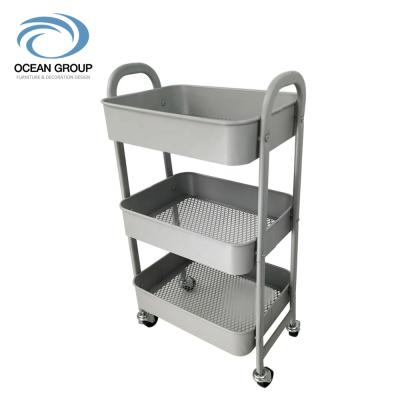 China Movable with Wheels 3 Tier Mobile Trolley Wine Serving Trolley Trolley Multifunctional Living Room Rolling Trolley Trolley for sale