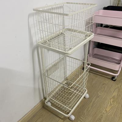 China Movable With Wheels Laundry Basket Nordic Multifunctional Metal Laundry Basket With Wheels for sale