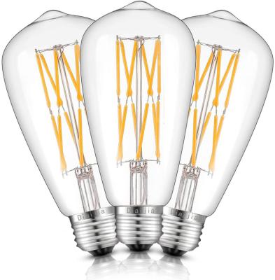 China Warehouse Wholesale 4W 6w 8W 10W 12W E27 Decorative Light Bulb ST64 Filament Vintage Edison LED Bulb for sale