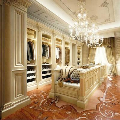 China (Other)Adjustable Luxury Custom Solid Wood Bedroom Wardrobe Walk In Closet Designs White And Gold Modern Walk In Wardrobe Closet System Furniture for sale