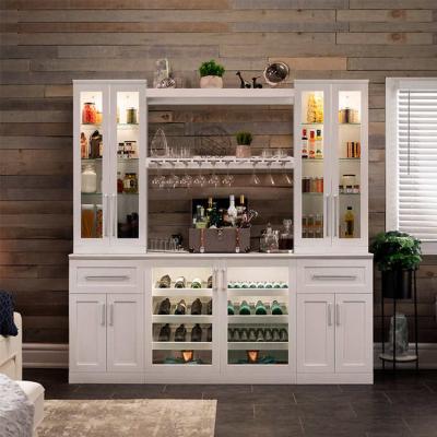 China (Other)Adjustable Modern White Wooden Cabinets Furniture Living Room Bar Design Customized Display Cabinet For Home for sale