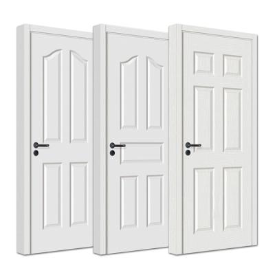 China Solid wood bedroom hotel room doors designs modern prehung sound insulation white primer painted oak wood hdf molded door for sale