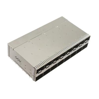 China EMI Shielded 3-2340033-1 Press Fitted 2x8 Ports Stacked Housing Shielded ZSFP+ Receptacle With Cage for sale