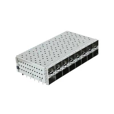 China EMI Shielded 2149490-5 with Lightweight Pipe Through Hole Press Fit Stacked 2x8 SFP+ Ports Shielded Connector Cage for sale