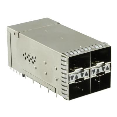 China EMI Shielded 2198325-6 Right Angle Press Fit Stacked 2x2 Port EMI Shielded zSFP+ Cage with Connector for sale