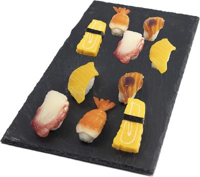 China Traditional Custom Made Steak Serving Cheese Sushi Food Logo Natural Edge Slate Dish Christmas Gift for sale