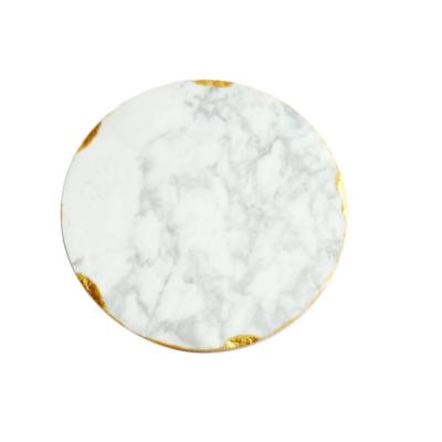 China Phnom Penh Storage Display Dish Minimalist High Quality Luxury Low Decor Round Cup White Marble Mat for sale