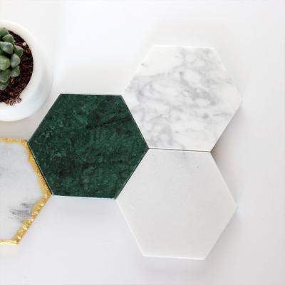 China Minimalist September newcomer table decoration milk coffee grandma anti-hot green marble cup mat for sale