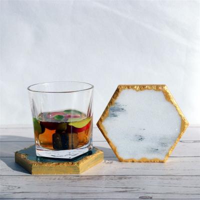 China Bestselling Creative Minimalist Hexagonal Beverage Thermal Insulation Slot Anti Scalding Marble Coaster for sale