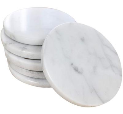 China Minimalist Low Price Coaster High End White Marble 4 Inch Beverage Coffee Coaster for sale