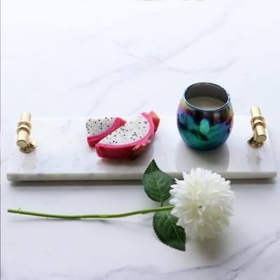 China Home Design Decor Home Decor Terracotta Modern Unique Viable Navy Blue Gold Marble Tray With Handles for sale