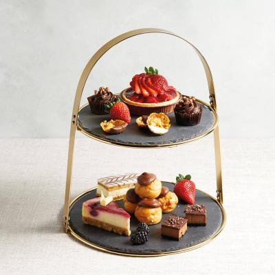 China Viable high-grade best-selling slate dessert shelf shelf afternoon tea tableware dessert display rack for sale