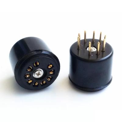 China 1PC Ceramic 9pin to 9pin Gold Plated Bakelite Plug Vacuum Tube Saver for 12AU7 ECC82 12AX7 ECC83 12AY7 12AZ7 12BH7 12BY7 for sale