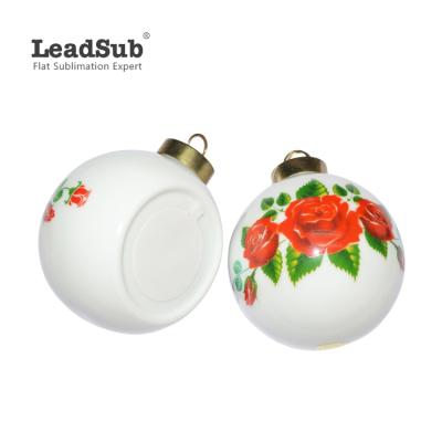 China 2020 Decorative Christmas Ornaments Eco-friendly Sublimation Ceramic Ornaments Christmas Balls for sale