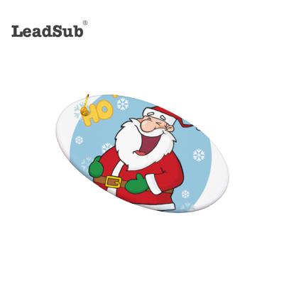 China Customization Ornaments Sublimation Leadsub White Ceramic Christmas Dish Pendant Hanging Ornaments for sale