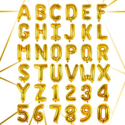 China Foil birthday use aluminum material and gold number letter balloon for sale