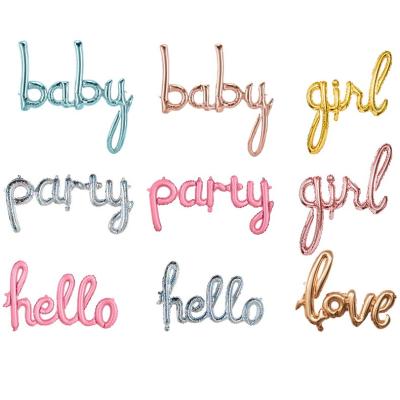 China 40 Inch Decoration Air Filled Foil Cursive Handwriting Baby Shower Letter Balloons for sale