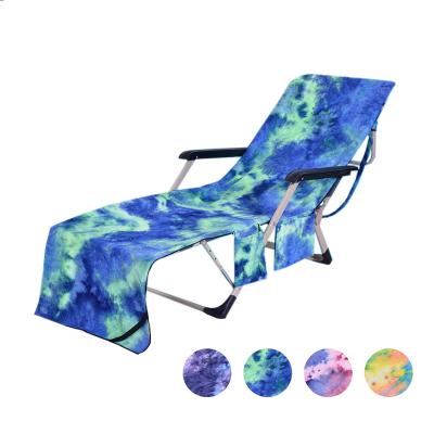 China Washable Jacquard Garden Beach Chair Cover With Pockets Dye Side Beach Towel Chaise Lounge Cover Microfiber Tie Pool Towel For Vacation for sale