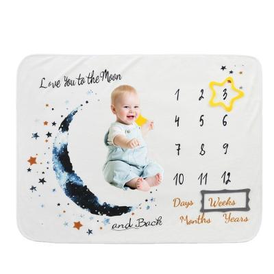 China Anti-Static Fleece Amazon Premium Supplier Custom Designs Baby Milestone Monthly Blanket Photography Newborn Shower Blanket for sale