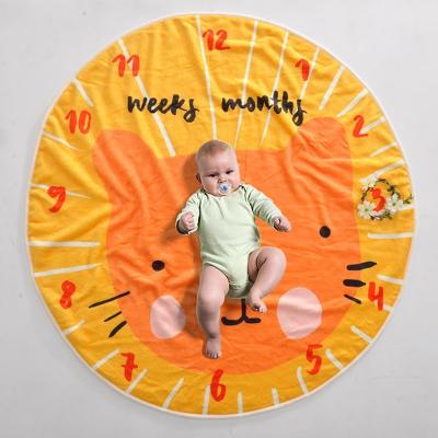 China Circular Flannel Anti-Static Amazon Supplier Custom Designs Baby Milestone Monthly Blanket Photography Newborn Baby Milestone Blanket for sale