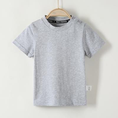 China Anti-Shrink Graphic Children's T-shirt Girl's Gray T-shirt Kids Clothes Lovely Stitches Hot Sale Kids Tops for sale