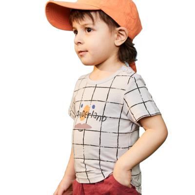 China Kids Summer Short Sleeve T-shirt 100% Cotton Kids Baby Boy Fashion Anti-Shrink Top for sale