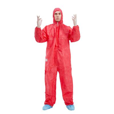 China Disposable Water Proof Coverall Work Wear Protective Clothing 40g 50g White Red Type 5 SMS Coverall 6 for sale