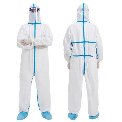 China Water Proof In Stock Non Woven Waterproof Microporous PPE Coverall Kit for sale