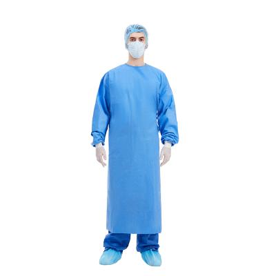 China Disposable Water Proof Surgeon Gown Blue Reinforced Surgical Gown Doctor Surgery Gown for sale