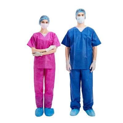 China SMS Nonwoven Hospital Uniforms Short Sleeve Doctor Nurse Scrub Suit Set for sale