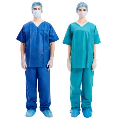 China Custom Disposable Nonwoven Hospital Nursing Scrubs Unisex Medical Uniform Sets Scrub Uniform Clothing for sale