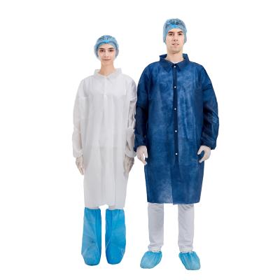 China Disposable Nonwoven Coat Disposable Coat Visitor Hospital Cash PP Lab Uniform Gown for sale