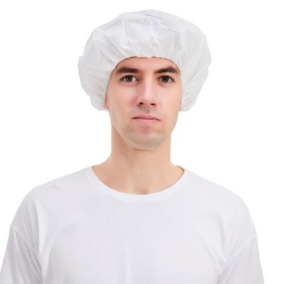 China Eco-Friendly Disposable Bouffant White Crowd Cap Nonwoven Hats for sale