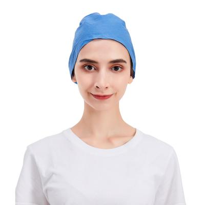 China SMS Blue Disposable Non Woven Hospital Operating Room Hats Surgical Caps for sale