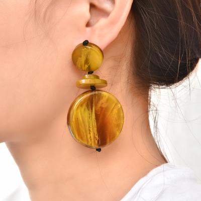 China Vintage TRENDY Earrings Wholesale Unique Geometric Statement Acrylic Beaded Abstract Circle Earrings Party Drop Earrings For Women Girl for sale