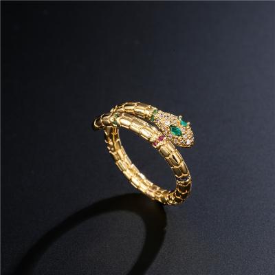 China 2022 TRENDY Snake Ring High Quality Gold Ladies Knuckles Brass Zirconia Snake Gothic Animal Shape Punk Ring For Women Man for sale