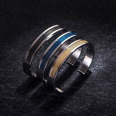 China FASHIONED Fits Cuff Bangles Jewelry 10mm Width Cavity Bangle Designer Stainless Steel Men's Steel Wholesale High Quality Open Bangles for sale