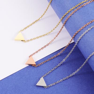 China CLASSIC Luxury Minimalist Geometric Pendant Necklace Stainless Steel Triangle Design Tiny Shiny Necklace For Women Party Gift for sale