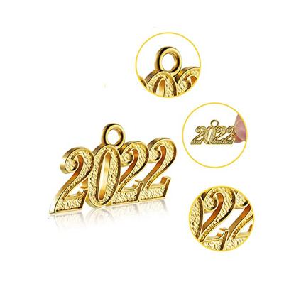 China FASHIONABLE 2022 Years Big Numbers Graduation Tassel Charm Gold 2022 Jewelry Charms Digital Pendants Necklace Number Pendants For DIY Making for sale