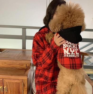 China Spring and Fall Viable Red Plaid Dog and Owner Clothes Matching Hoodies Shirts for Big Dog for sale