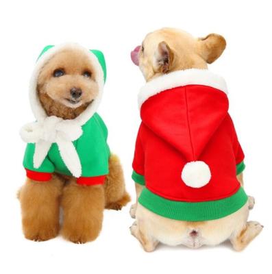 China 2021 Fleece Autumn/Winter Christmas Four Legs Sustainable Warm Dog Clothes Pet Cat Clothes for sale