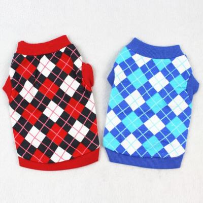 China Sustainable Spring And Summer Dog Cat Lovers Cotton Vest With Diamond Grid Printing for sale