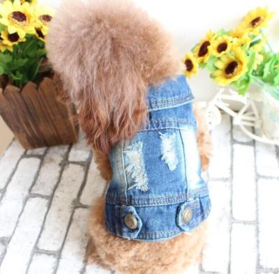 China Viable Wholesale Pet Puppy Clothes Dog Denim Vest Classic Pet Jeans for sale