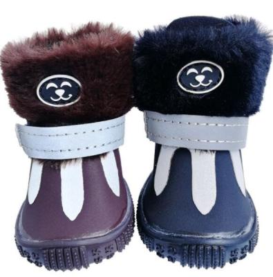 China Durable Winter Warm Snow Boots Waterproof Fur Non Slip Reflective Chihuahua Shoes Dog Boots for sale