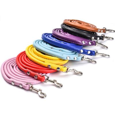 China Thoughtful Fashion Multicolor PU Round Small And Medium Dog Rope Leash for sale