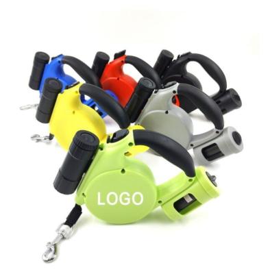 China Wholesale LED Automatic Recycled Retractable Retractable Dog Leash With Flashing Dog Poop Dispenser Light for sale