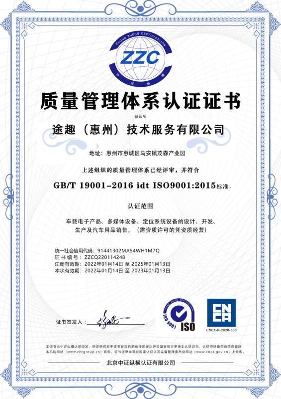 ISO9001 - Tuqu (huizhou) Technical Service Co., Ltd.