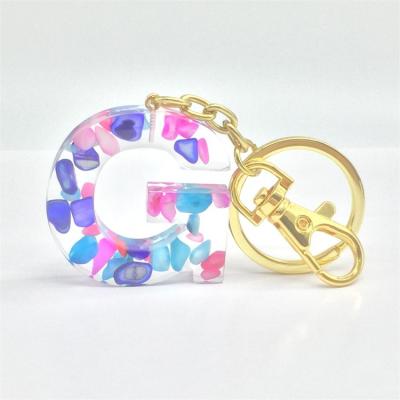 China Wholesale hot selling custom letter stone resin souvenir gifts promotion keychain alphabet key chain for sale