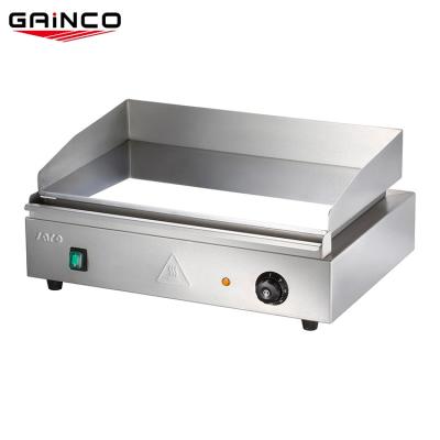 China Commercial kitchen tabletop 10mm flat electric non-stick chrome surface 2.4kw cooking teppan griddle for sale