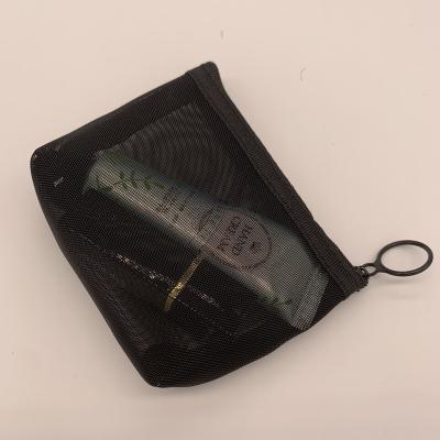 China Fashion Mini Transparent Personalized Eyelash Travel Black Cloth Mesh Zipper Makeup Cosmetic Pouches Bags For Make Up for sale